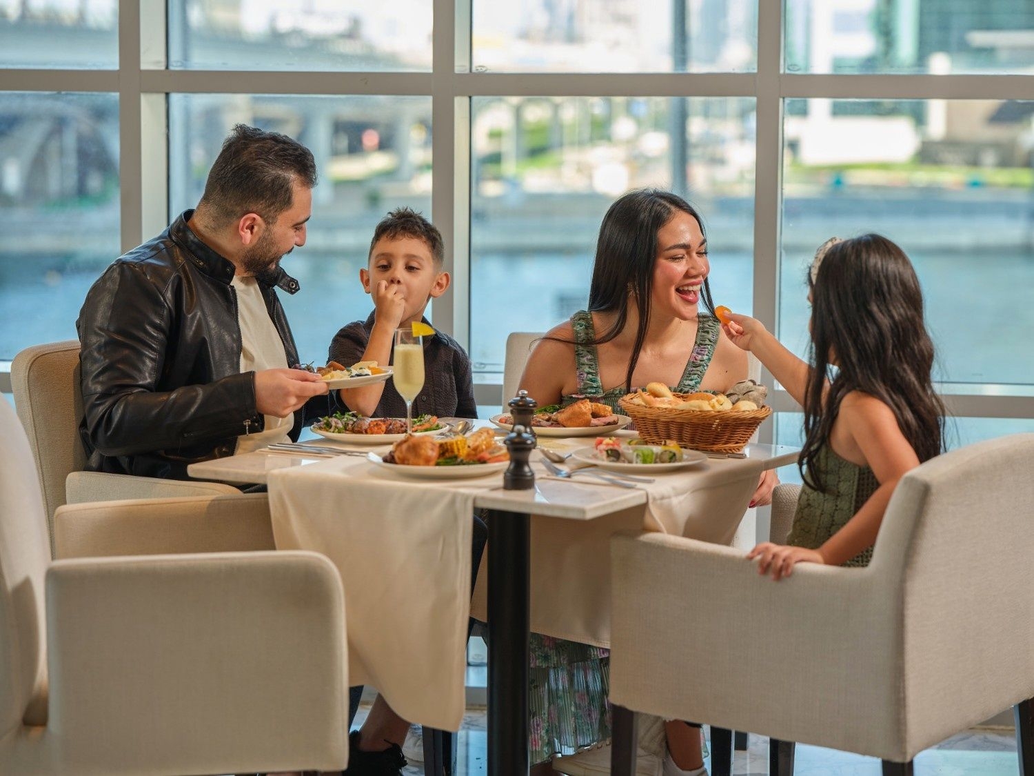 Family at restaurant